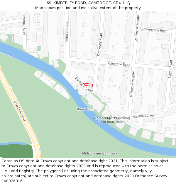 69, KIMBERLEY ROAD, CAMBRIDGE, CB4 1HQ: Location map and indicative extent of plot