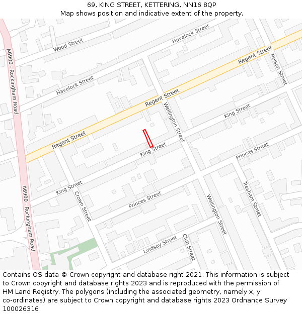 69, KING STREET, KETTERING, NN16 8QP: Location map and indicative extent of plot