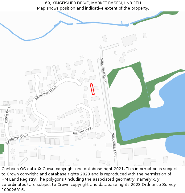 69, KINGFISHER DRIVE, MARKET RASEN, LN8 3TH: Location map and indicative extent of plot