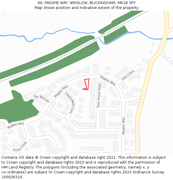 69, MAGPIE WAY, WINSLOW, BUCKINGHAM, MK18 3PY: Location map and indicative extent of plot