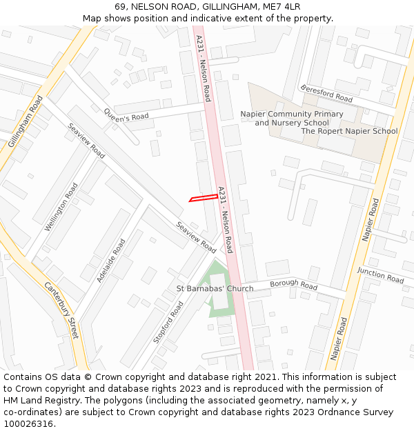 69, NELSON ROAD, GILLINGHAM, ME7 4LR: Location map and indicative extent of plot