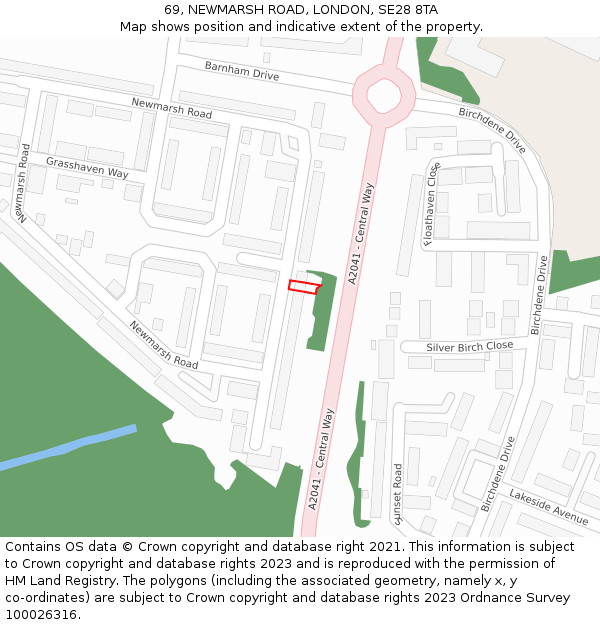 69, NEWMARSH ROAD, LONDON, SE28 8TA: Location map and indicative extent of plot