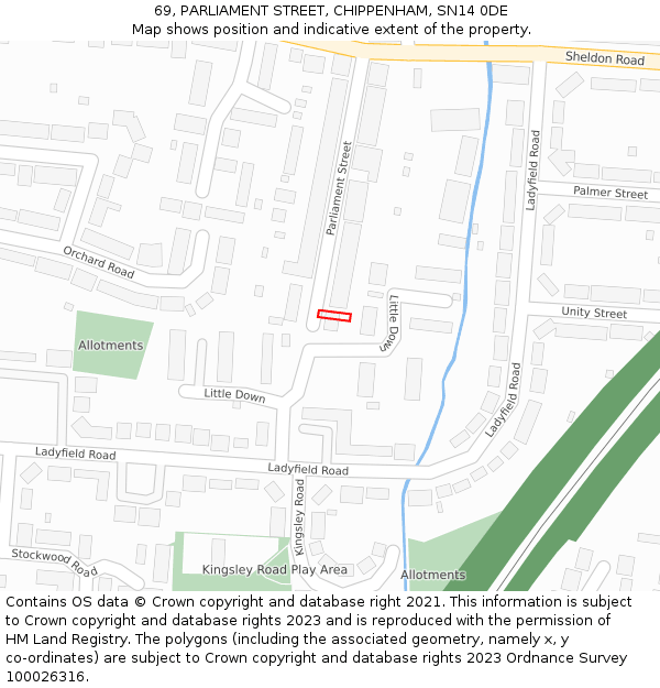 69, PARLIAMENT STREET, CHIPPENHAM, SN14 0DE: Location map and indicative extent of plot