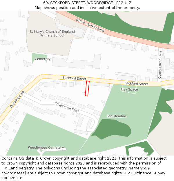 69, SECKFORD STREET, WOODBRIDGE, IP12 4LZ: Location map and indicative extent of plot