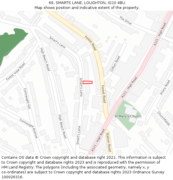 69, SMARTS LANE, LOUGHTON, IG10 4BU: Location map and indicative extent of plot