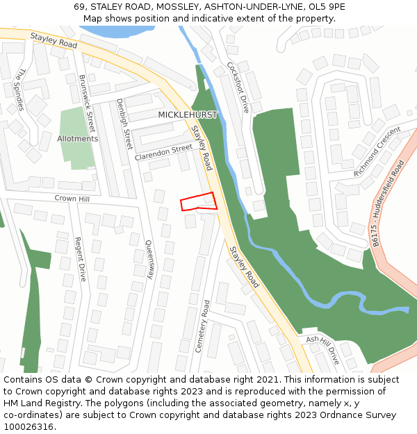 69, STALEY ROAD, MOSSLEY, ASHTON-UNDER-LYNE, OL5 9PE: Location map and indicative extent of plot