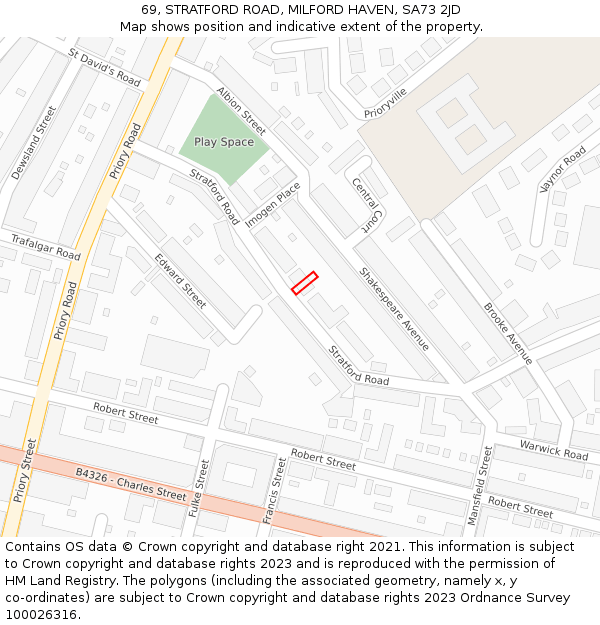 69, STRATFORD ROAD, MILFORD HAVEN, SA73 2JD: Location map and indicative extent of plot