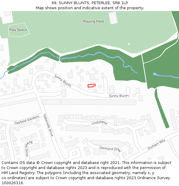 69, SUNNY BLUNTS, PETERLEE, SR8 1LP: Location map and indicative extent of plot