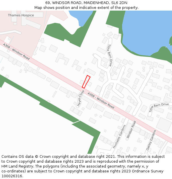 69, WINDSOR ROAD, MAIDENHEAD, SL6 2DN: Location map and indicative extent of plot