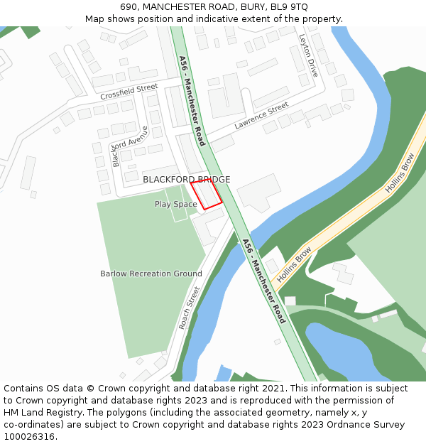 690, MANCHESTER ROAD, BURY, BL9 9TQ: Location map and indicative extent of plot