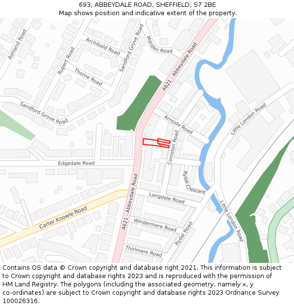 693, ABBEYDALE ROAD, SHEFFIELD, S7 2BE: Location map and indicative extent of plot