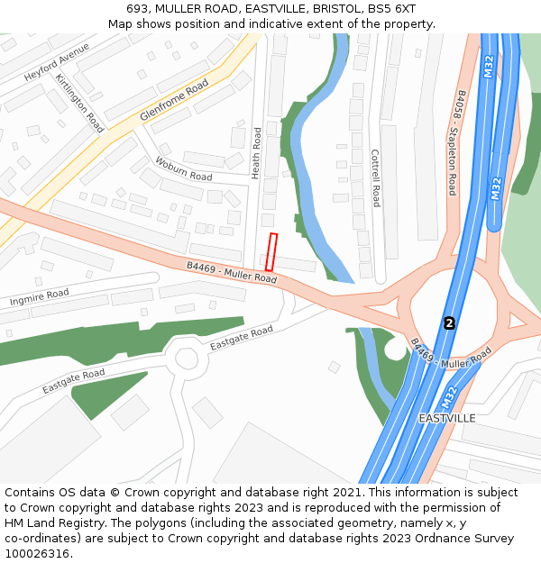 693, MULLER ROAD, EASTVILLE, BRISTOL, BS5 6XT: Location map and indicative extent of plot