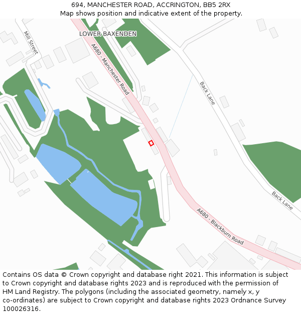 694, MANCHESTER ROAD, ACCRINGTON, BB5 2RX: Location map and indicative extent of plot