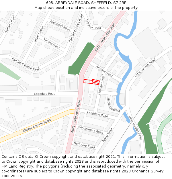 695, ABBEYDALE ROAD, SHEFFIELD, S7 2BE: Location map and indicative extent of plot