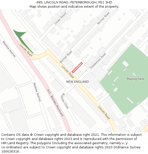 695, LINCOLN ROAD, PETERBOROUGH, PE1 3HD: Location map and indicative extent of plot