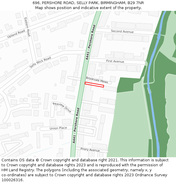 696, PERSHORE ROAD, SELLY PARK, BIRMINGHAM, B29 7NR: Location map and indicative extent of plot