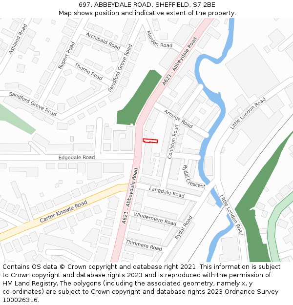 697, ABBEYDALE ROAD, SHEFFIELD, S7 2BE: Location map and indicative extent of plot