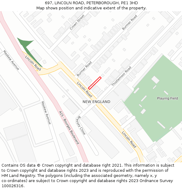 697, LINCOLN ROAD, PETERBOROUGH, PE1 3HD: Location map and indicative extent of plot