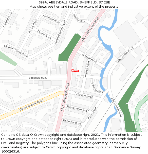 699A, ABBEYDALE ROAD, SHEFFIELD, S7 2BE: Location map and indicative extent of plot