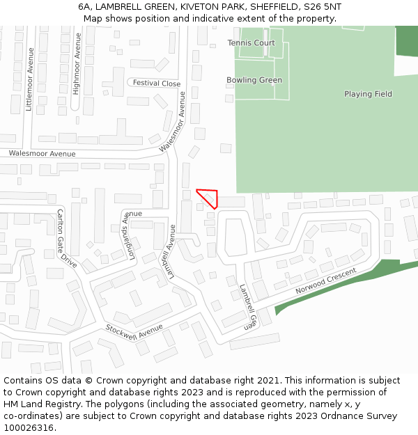 6A, LAMBRELL GREEN, KIVETON PARK, SHEFFIELD, S26 5NT: Location map and indicative extent of plot