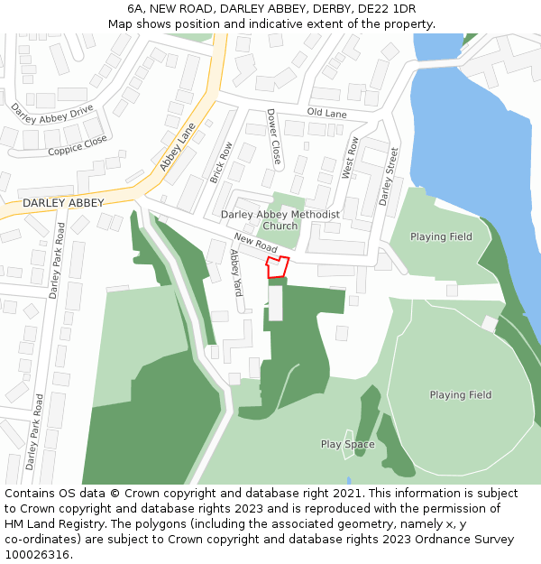 6A, NEW ROAD, DARLEY ABBEY, DERBY, DE22 1DR: Location map and indicative extent of plot