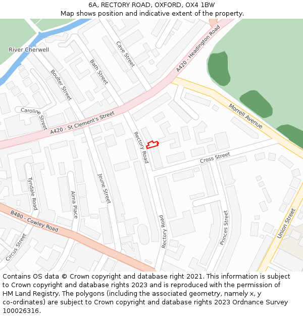 6A, RECTORY ROAD, OXFORD, OX4 1BW: Location map and indicative extent of plot