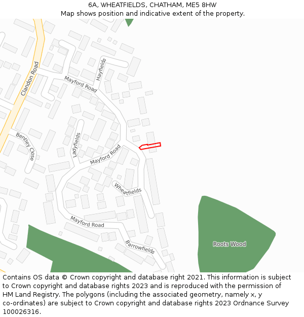 6A, WHEATFIELDS, CHATHAM, ME5 8HW: Location map and indicative extent of plot