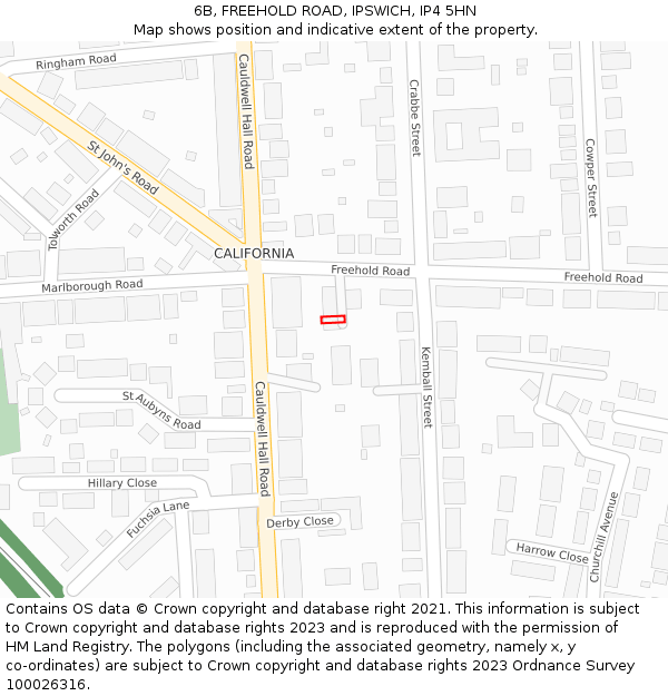 6B, FREEHOLD ROAD, IPSWICH, IP4 5HN: Location map and indicative extent of plot
