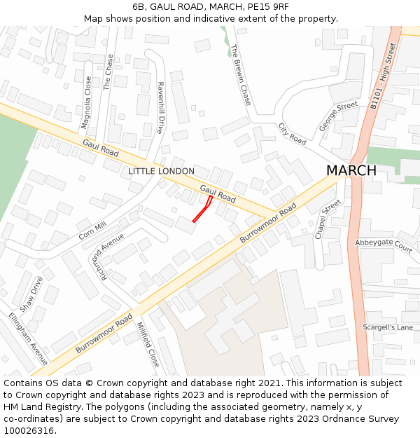6B, GAUL ROAD, MARCH, PE15 9RF: Location map and indicative extent of plot