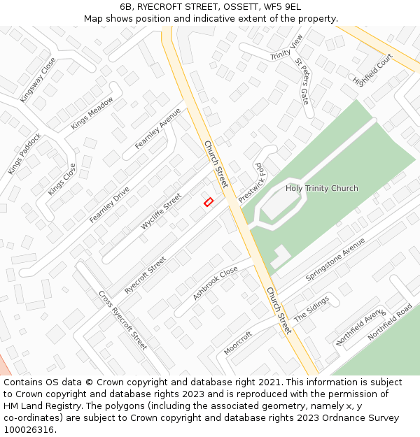 6B, RYECROFT STREET, OSSETT, WF5 9EL: Location map and indicative extent of plot