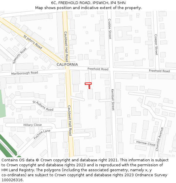 6C, FREEHOLD ROAD, IPSWICH, IP4 5HN: Location map and indicative extent of plot