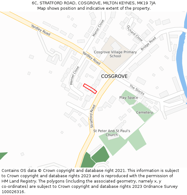 6C, STRATFORD ROAD, COSGROVE, MILTON KEYNES, MK19 7JA: Location map and indicative extent of plot