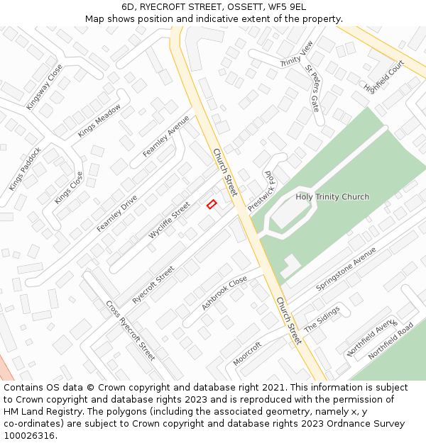 6D, RYECROFT STREET, OSSETT, WF5 9EL: Location map and indicative extent of plot