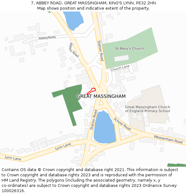 7, ABBEY ROAD, GREAT MASSINGHAM, KING'S LYNN, PE32 2HN: Location map and indicative extent of plot