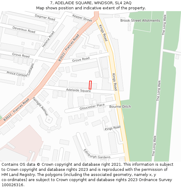7, ADELAIDE SQUARE, WINDSOR, SL4 2AQ: Location map and indicative extent of plot