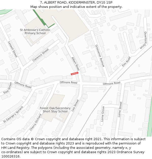 7, ALBERT ROAD, KIDDERMINSTER, DY10 1SP: Location map and indicative extent of plot