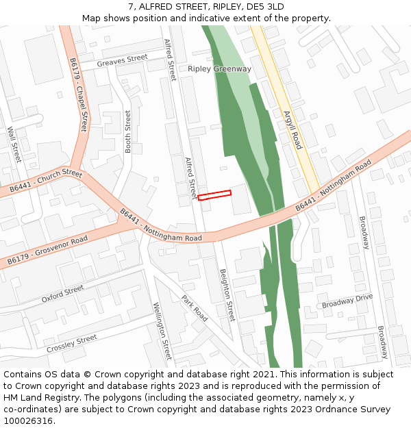 7, ALFRED STREET, RIPLEY, DE5 3LD: Location map and indicative extent of plot