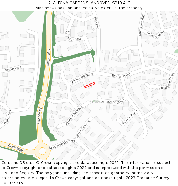 7, ALTONA GARDENS, ANDOVER, SP10 4LG: Location map and indicative extent of plot