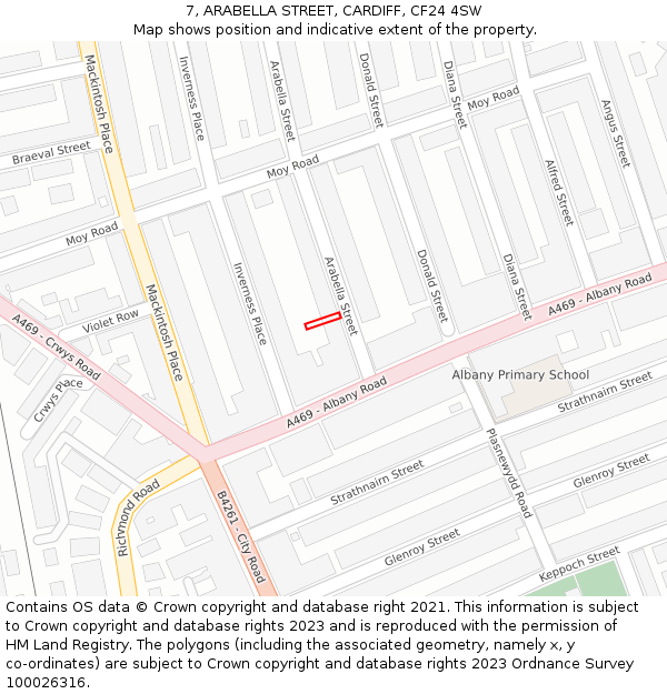 7, ARABELLA STREET, CARDIFF, CF24 4SW: Location map and indicative extent of plot