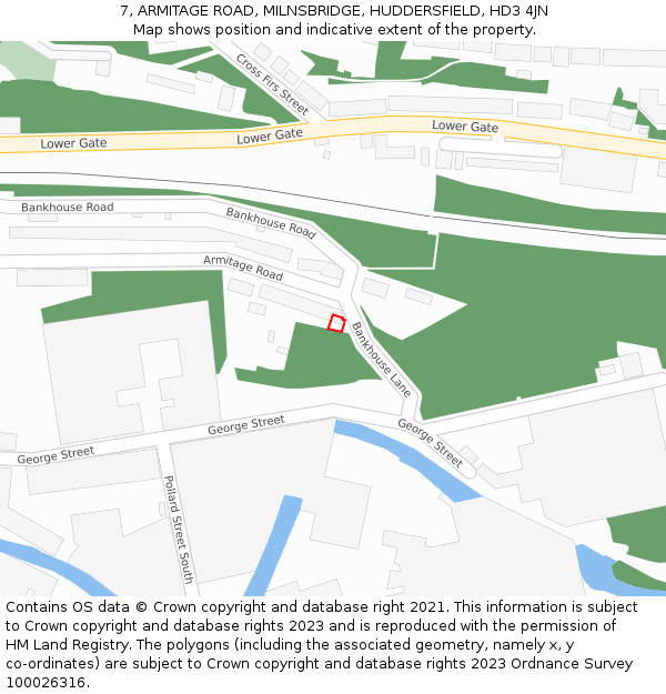7, ARMITAGE ROAD, MILNSBRIDGE, HUDDERSFIELD, HD3 4JN: Location map and indicative extent of plot