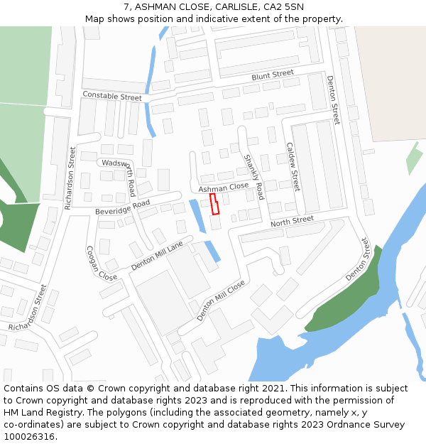 7, ASHMAN CLOSE, CARLISLE, CA2 5SN: Location map and indicative extent of plot