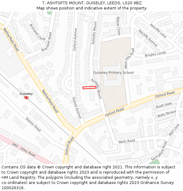 7, ASHTOFTS MOUNT, GUISELEY, LEEDS, LS20 9BZ: Location map and indicative extent of plot