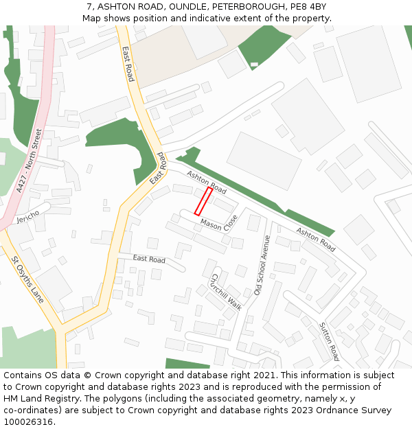 7, ASHTON ROAD, OUNDLE, PETERBOROUGH, PE8 4BY: Location map and indicative extent of plot