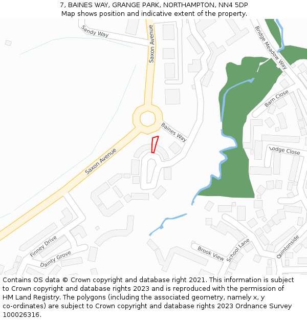 7, BAINES WAY, GRANGE PARK, NORTHAMPTON, NN4 5DP: Location map and indicative extent of plot