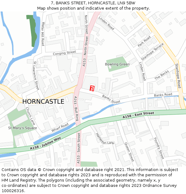 7, BANKS STREET, HORNCASTLE, LN9 5BW: Location map and indicative extent of plot