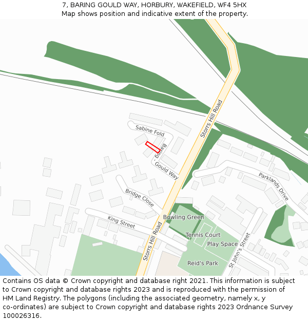 7, BARING GOULD WAY, HORBURY, WAKEFIELD, WF4 5HX: Location map and indicative extent of plot