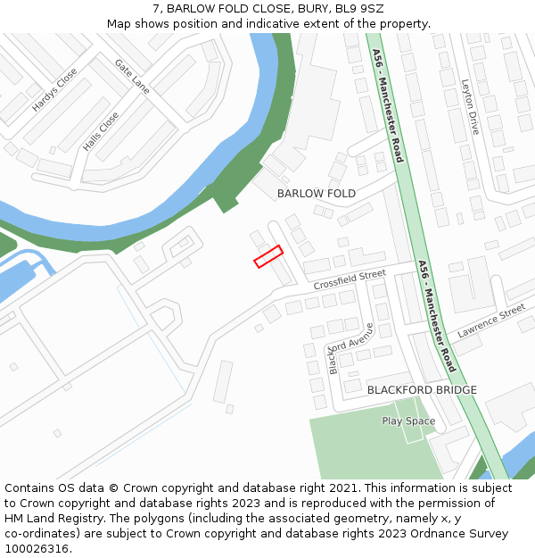 7, BARLOW FOLD CLOSE, BURY, BL9 9SZ: Location map and indicative extent of plot
