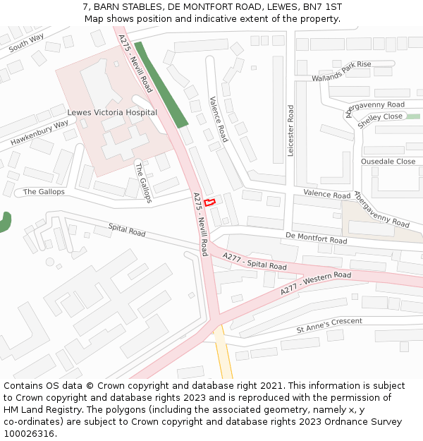 7, BARN STABLES, DE MONTFORT ROAD, LEWES, BN7 1ST: Location map and indicative extent of plot