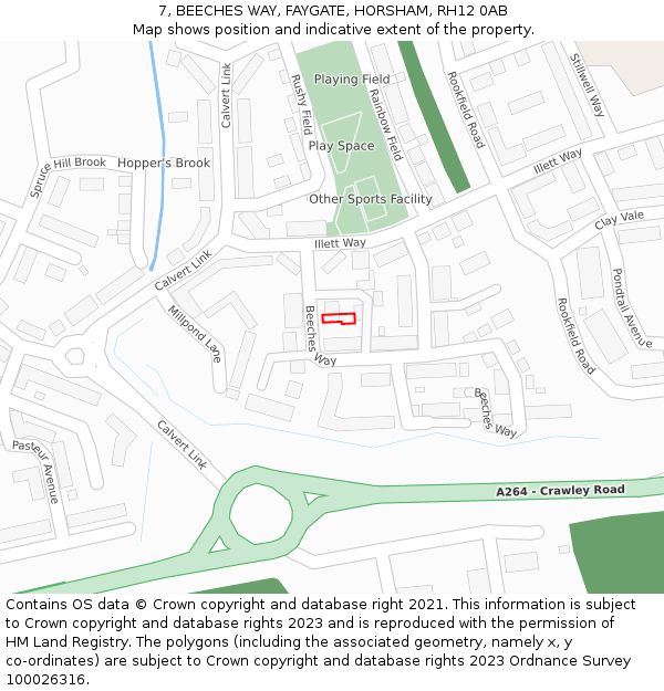 7, BEECHES WAY, FAYGATE, HORSHAM, RH12 0AB: Location map and indicative extent of plot