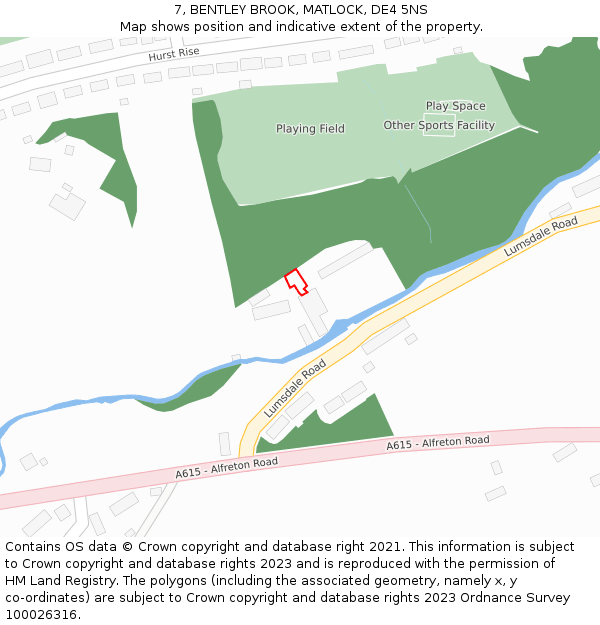 7, BENTLEY BROOK, MATLOCK, DE4 5NS: Location map and indicative extent of plot